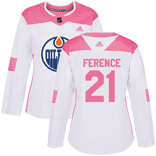Adidas Oilers #21 Andrew Ference White/Pink Authentic Fashion Women's Stitched NHL Jersey